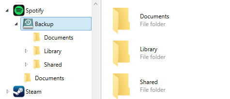 App with backup folder selected